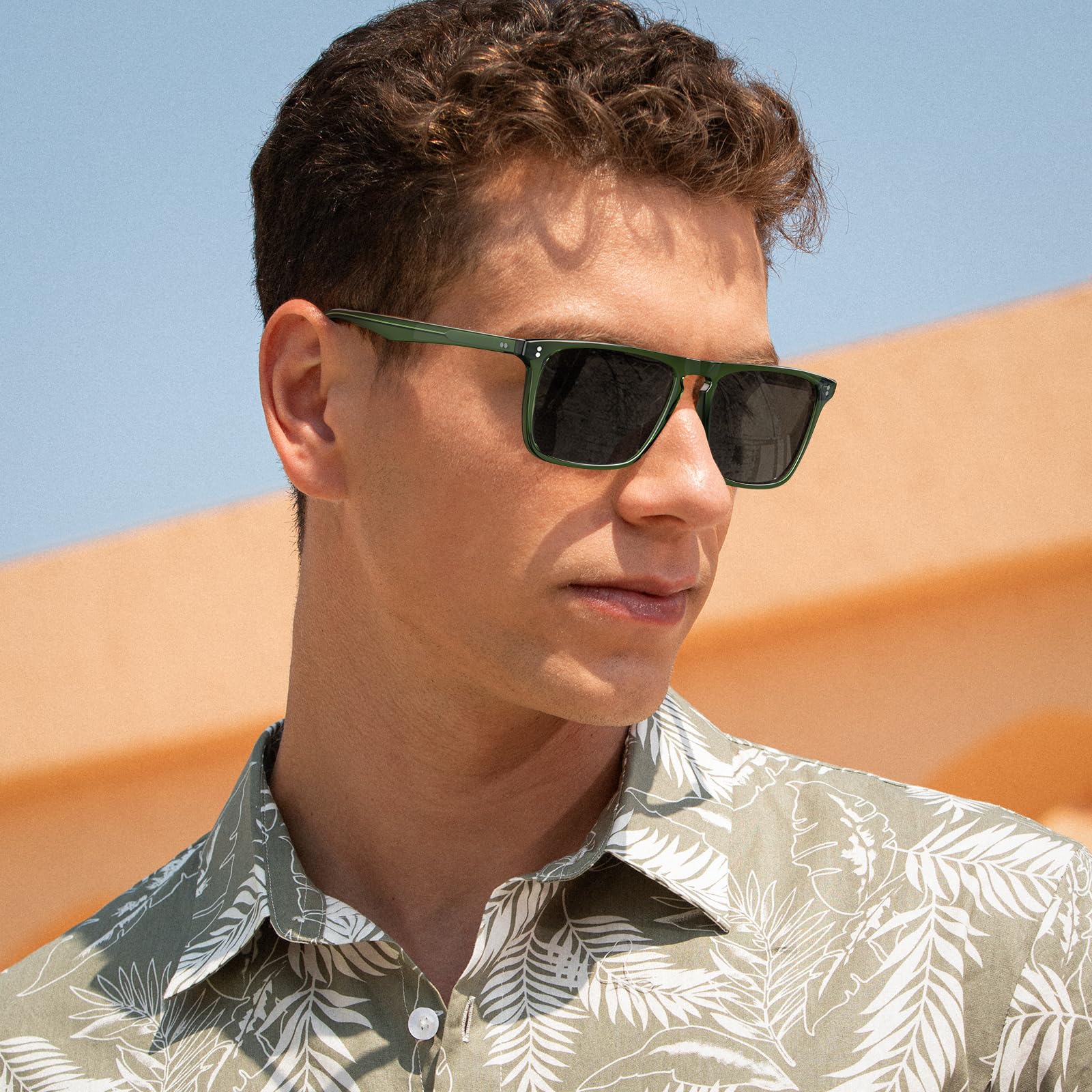 CARFIA Retro Polarized Sunglasses for Men UV Protection Hand-crafted Acetate Frame Fashion Cool Sun Glasses CA53572