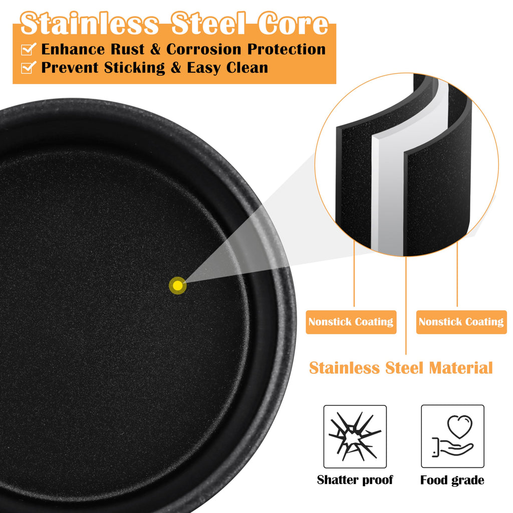 E-far 4 Inch Cake Pan Set of 3, Nonstick Stainless Steel Mini Round Cake Pans Tin, Small Size for Baking Smash Cakes/Cheesecake, Stainless Steel Core & Non-toxic Coating, Straight Side & 2 Inch Deep