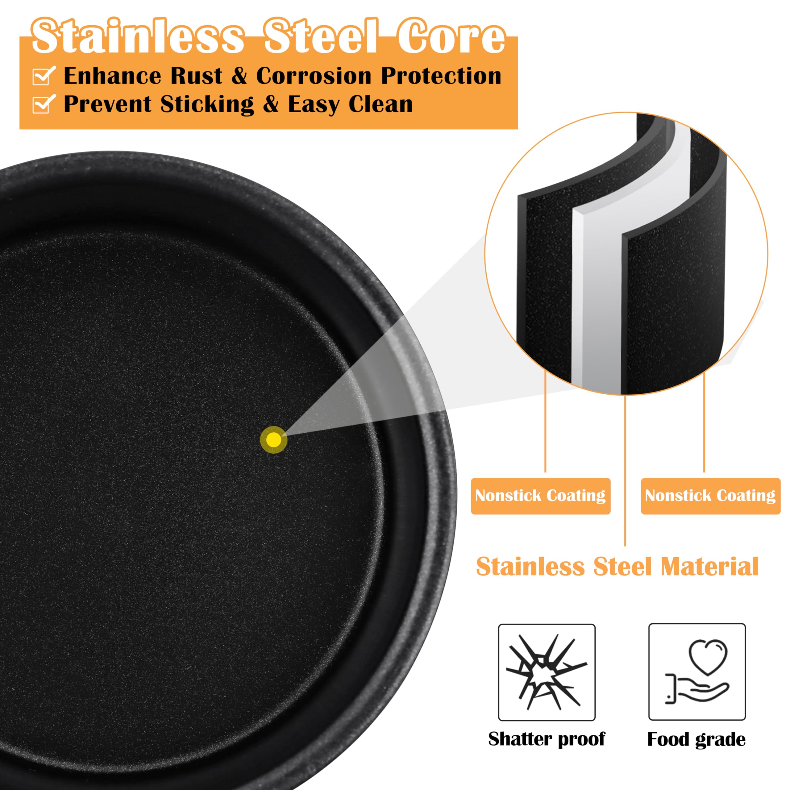 E-far 4 Inch Cake Pan Set of 3, Nonstick Stainless Steel Mini Round Cake Pans Tin, Small Size for Baking Smash Cakes/Cheesecake, Stainless Steel Core & Non-toxic Coating, Straight Side & 2 Inch Deep