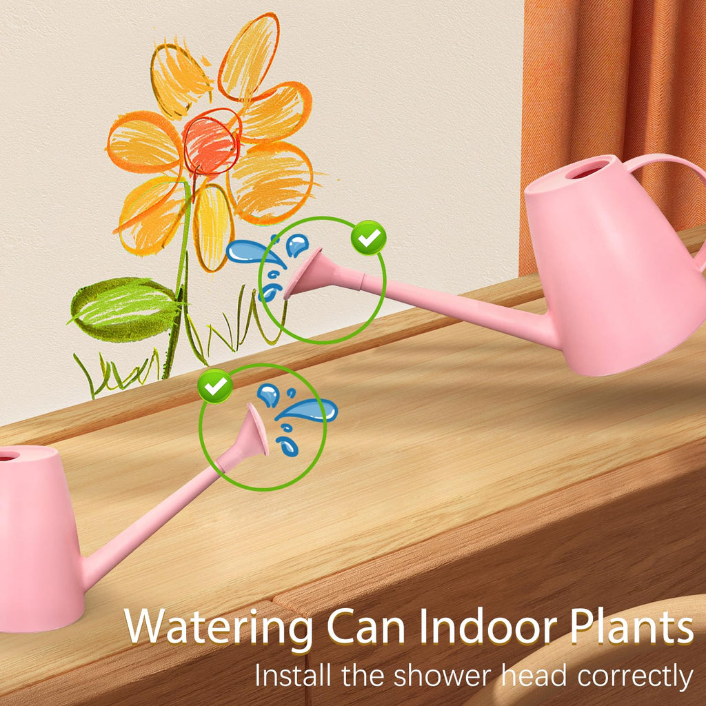60 oz Watering Can for Indoor Plants, Small Plastic Watering Cans with Removable Nozzle, Long Spout Indoor Water Can for House Plants, Garden Flowers (1.8L 1/2 Gal)
