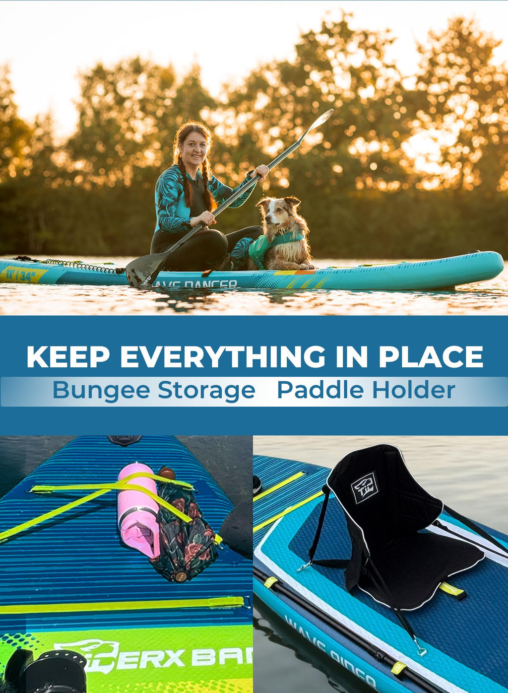 TIGERXBANG 11'6"/11'/10' Inflatable Paddle Board with Complete Accessories, Versatile Premium Paddle Boards for Adults/Youth, Stand Up Paddle Board Polar/Wave/Sunny Wave Collection