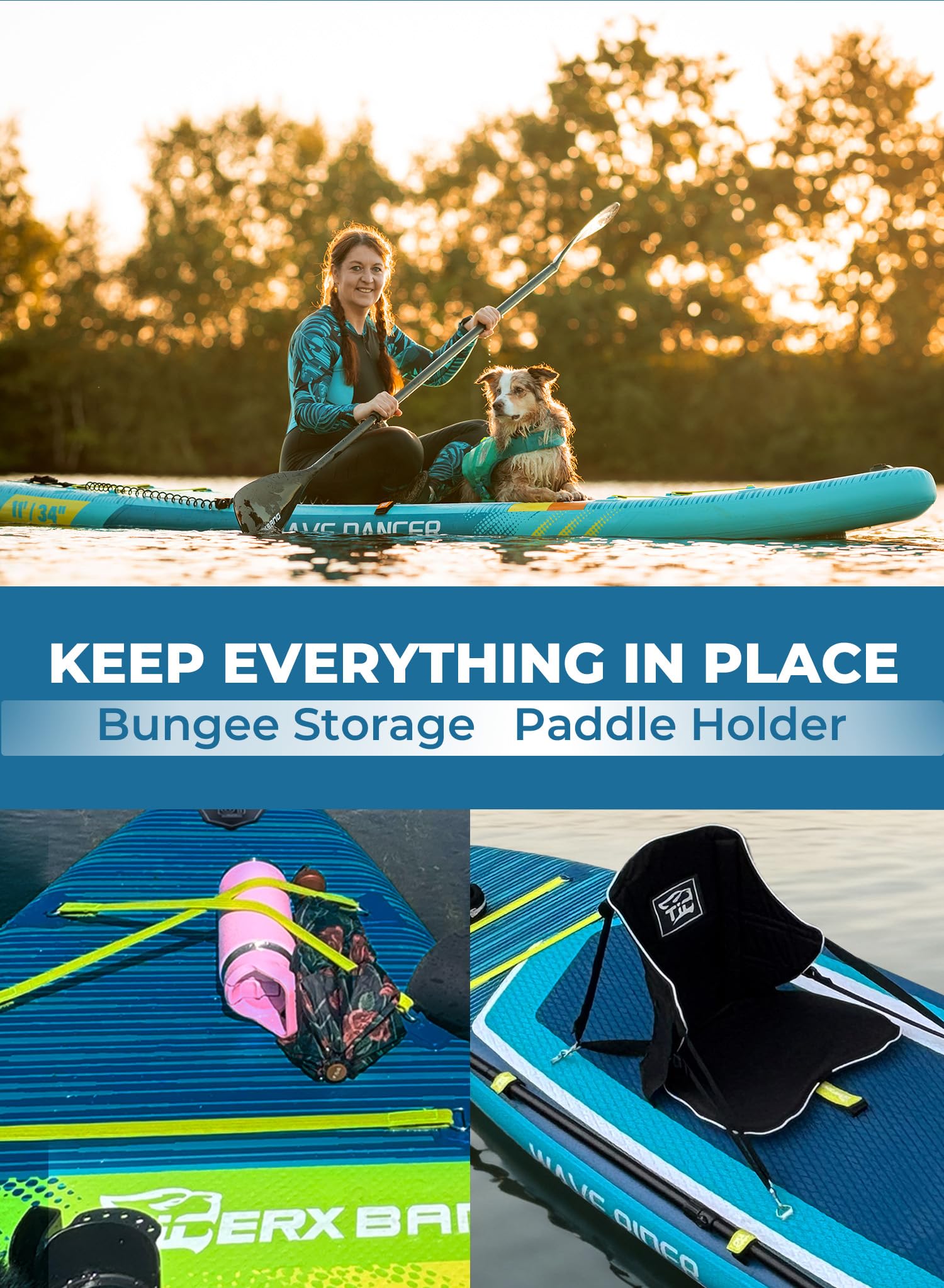 TIGERXBANG 11'6"/11'/10' Inflatable Paddle Board with Complete Accessories, Versatile Premium Paddle Boards for Adults/Youth, Stand Up Paddle Board Polar/Wave/Sunny Wave Collection