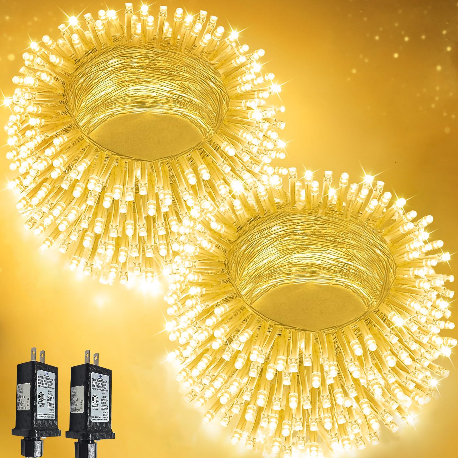 Connectable 100 LED String Lights Indoor Outdoor, 33FT Warm White Christmas Lights Waterproof, 13 Modes with Timer, Twinkle Fairy Lights Plug in Clear Wire for Christmas Tree, Bedroom, Classroom Decor