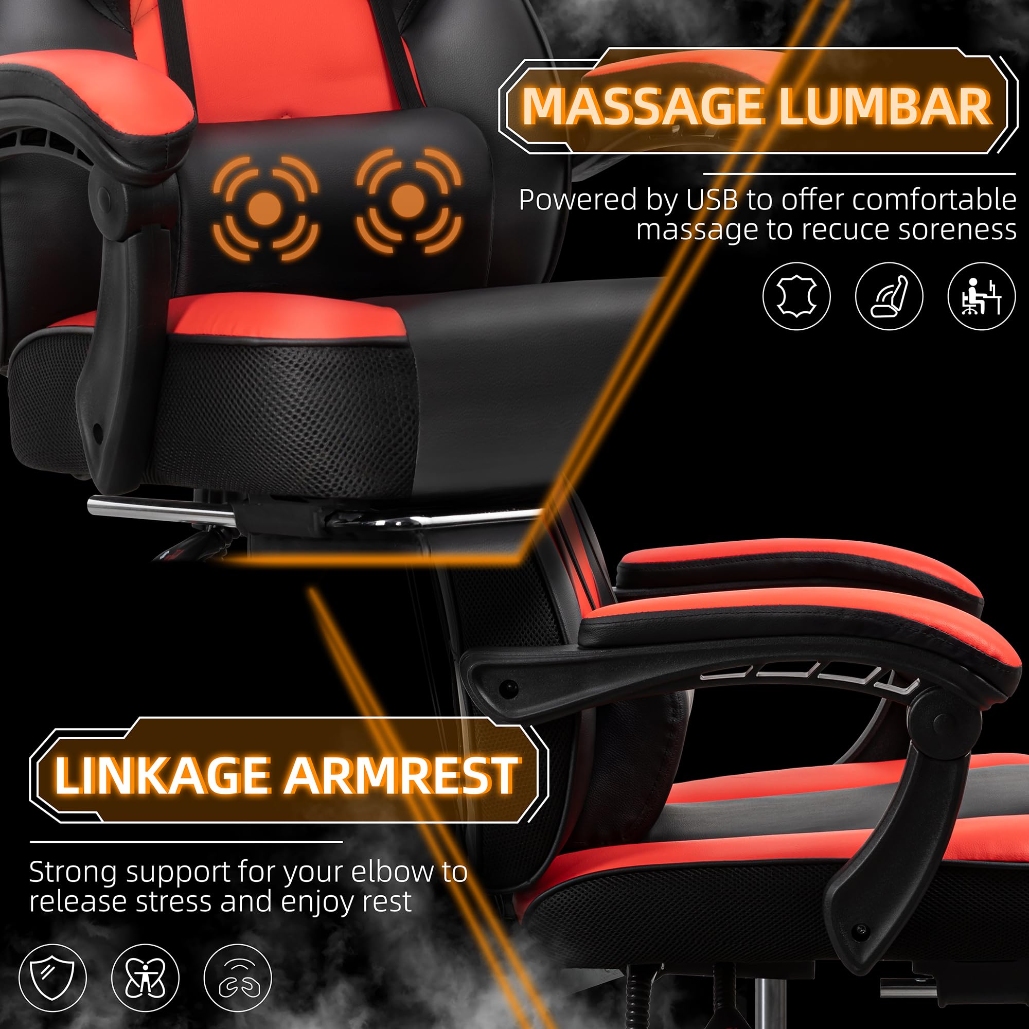 Shintenchi Gaming Chair,Video Game Chair with footrest and Massage Lumbar Support,Height Adjustable Game Chair with 360°Swivel Seat Ergonomic Computer Chair with Headrest for Office or Gaming(Blue)