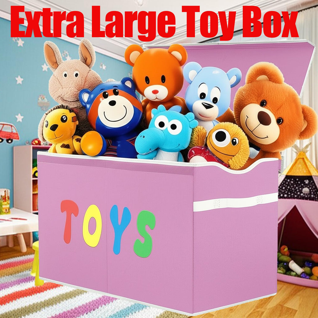 YOLOXO Toy Box Chest, Collapsible Sturdy Storage Bins with Lids, Extra Large Kids Toy Storage Organizer Boxes Bins Baskets for Kids, Boys, Girls, Nursery Room, Playroom, Closet (BLACK)