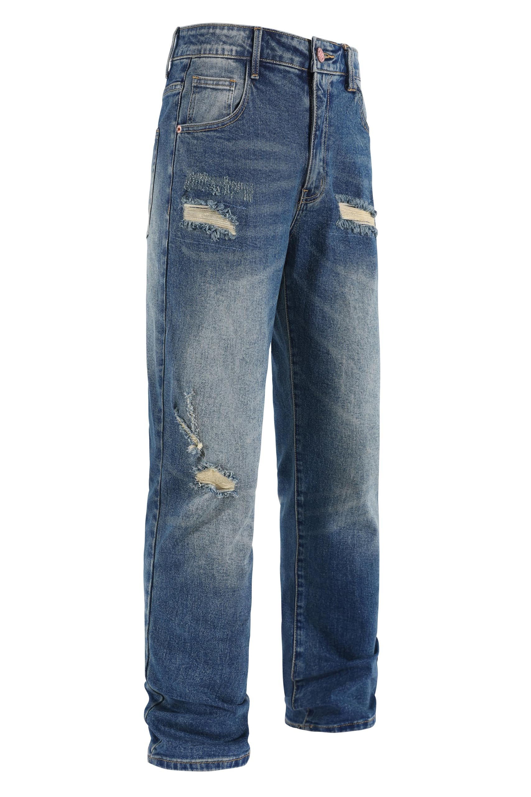MZNBURAM Men's Stretch Regular Fit Straight-Leg Cotton Fashion Comfort Flex Waist Denim Pants Jeans