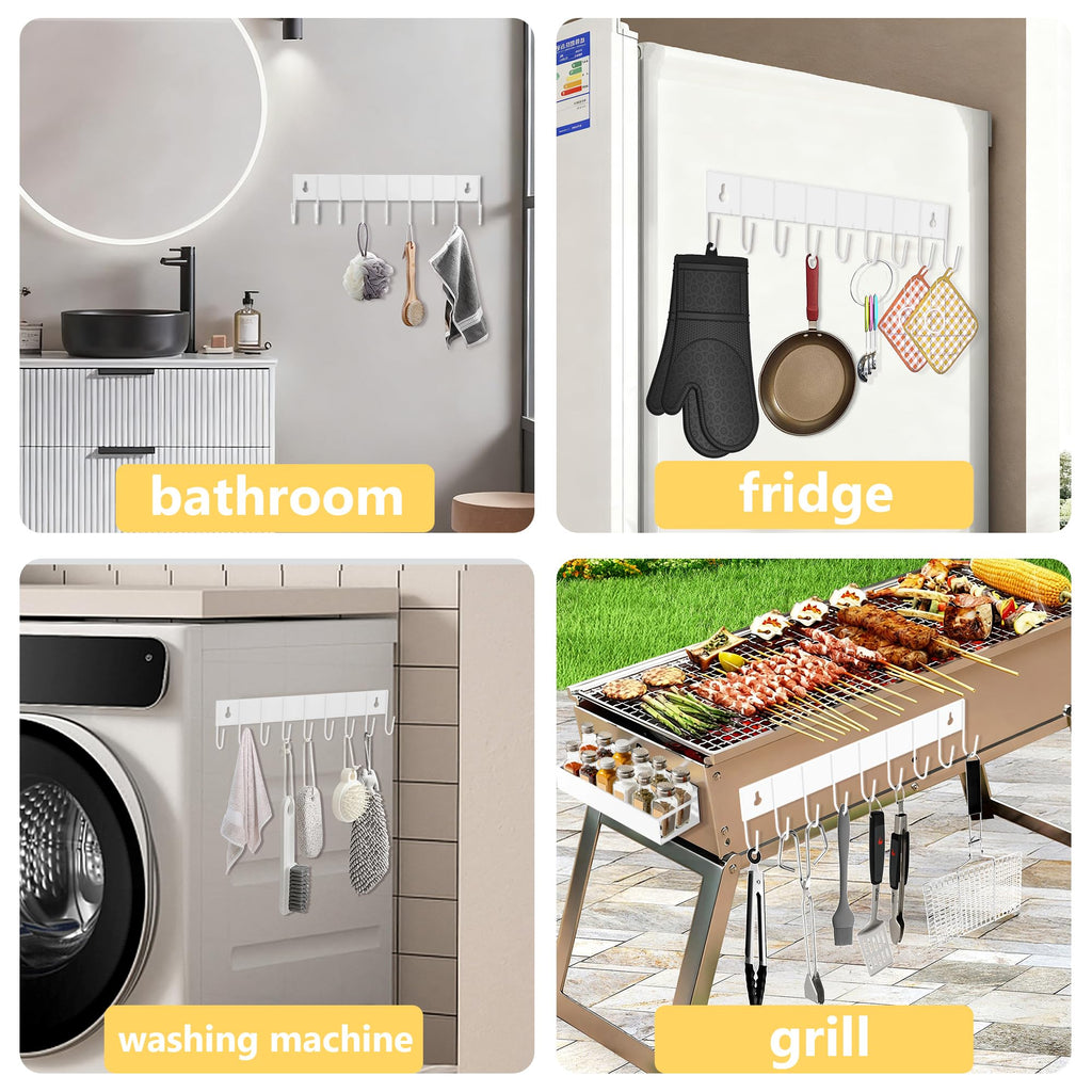 SMRCAD Magnetic Spice Rack Organizer for Fridge Seasoning Organizer for Kitchen storage with Screw Magnetic Shelf with Hook for Refrigerator and Oven (4pack1hook-Bronze)