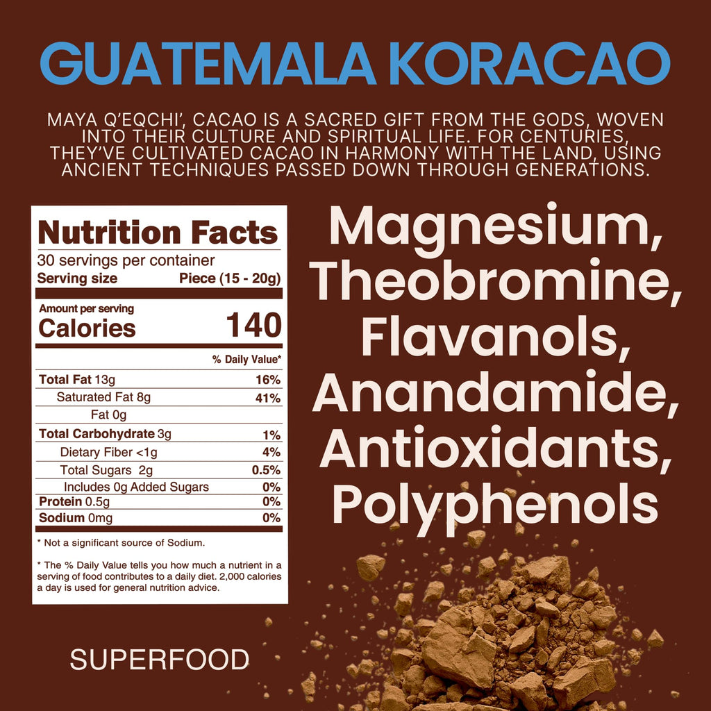 KORACAO Sustainably Harvested Cacao | Ideal Superfood for Everyday Bliss | Ceremonial Grade Cacao | Enhance Your Spiritual Journey with Ancient Superfood Delight - 1 Pound