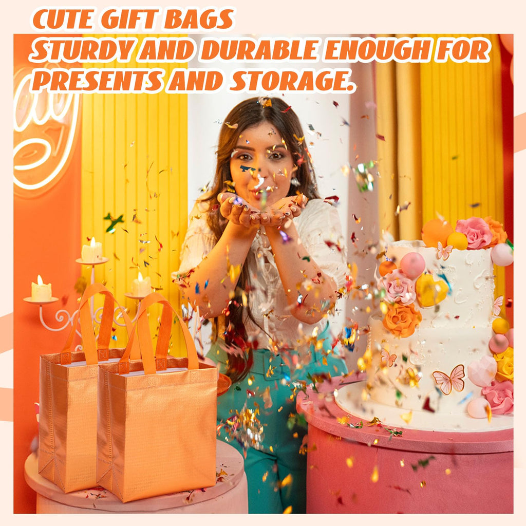 Eccliy 80 Pcs Reusable Gift Bags Set Glossy Grocery Gift Tote Bag with Hadnle for Wedding, Father's Day, Graduation, Summer Event (10 x 8 x 4.7 Inch,Black)