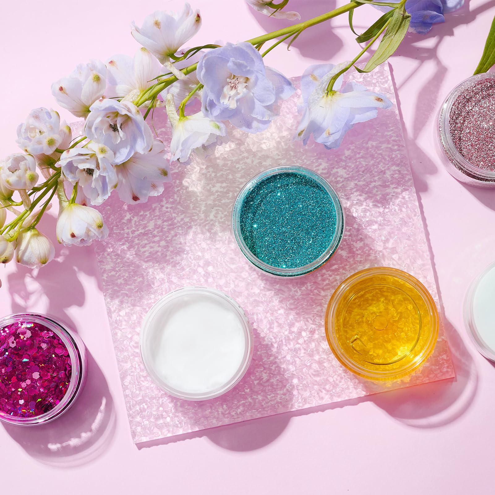 Eternal Moment 36 Pack 1 OZ Plastic Jars Round Clear Cosmetic Container Jars with Lids, Perfect for Lotion, Cream, Ointments, Makeup, Eye Shadow, Rhinestone, Samples, Pot, Travel Storage