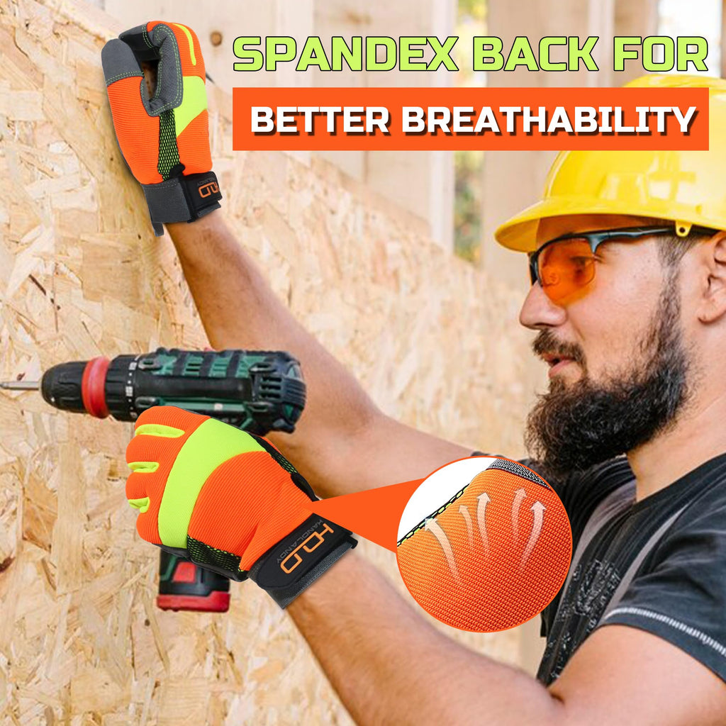 AIGEVTURE Safety Work Gloves Mens & Women, Light Duty Mechanic Gloves Touch Screen, Gardening Work Gloves with Grip,High Dexterity