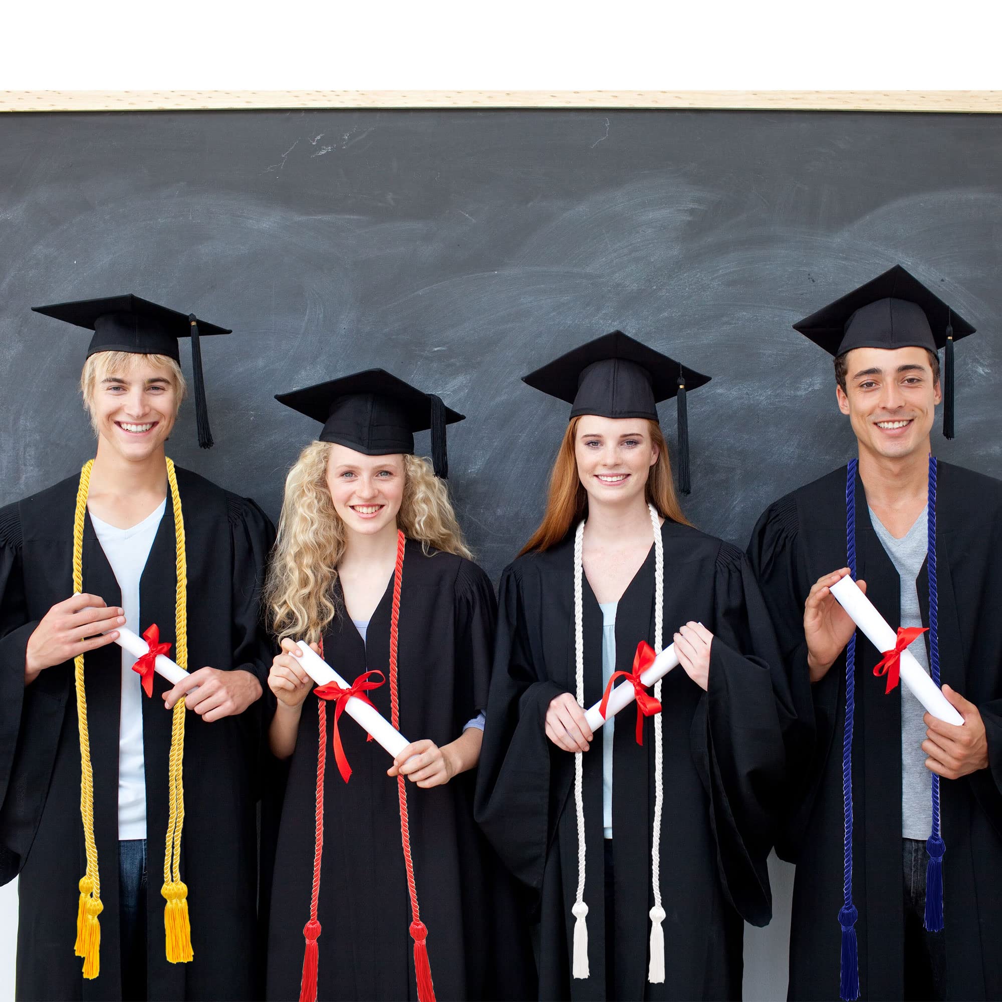 15 Pieces Graduation Honor Cord Braided Honor Cords with Tassels for Graduation Students (Black)