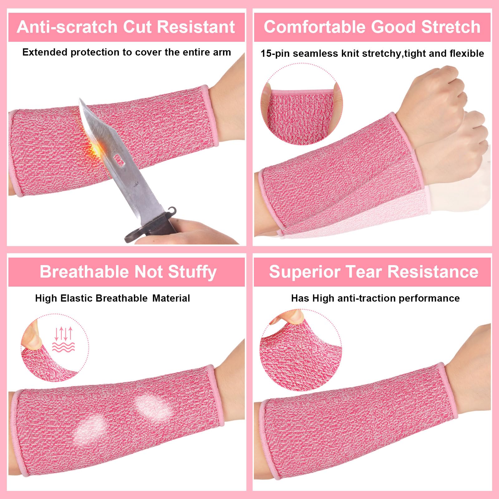 Sintege 3 Pairs Arm Protectors for Thin Skin and Bruising Cut Resistant Forearm Sleeve Level 5 Arm Burn Protection Sleeve (Black,7.9 Inch)