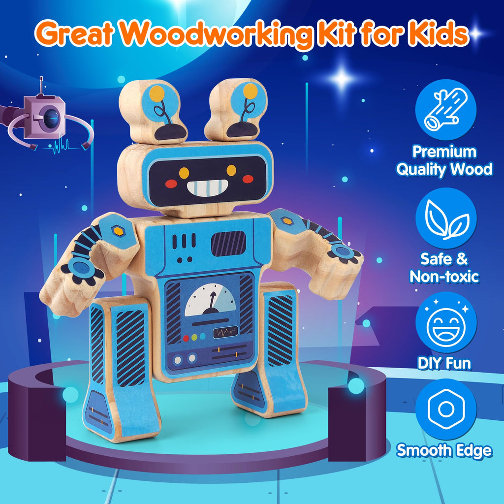Mocoosy Wooden Dinosaur Painting Art and Craft Kit for Kids 4-8, Build & Decorate Your Own Dinos with Paint & Stickers, Wood Dinosaur Builder Game Montessoi Educational Toy Gift Toddler Boys Girls 3-5