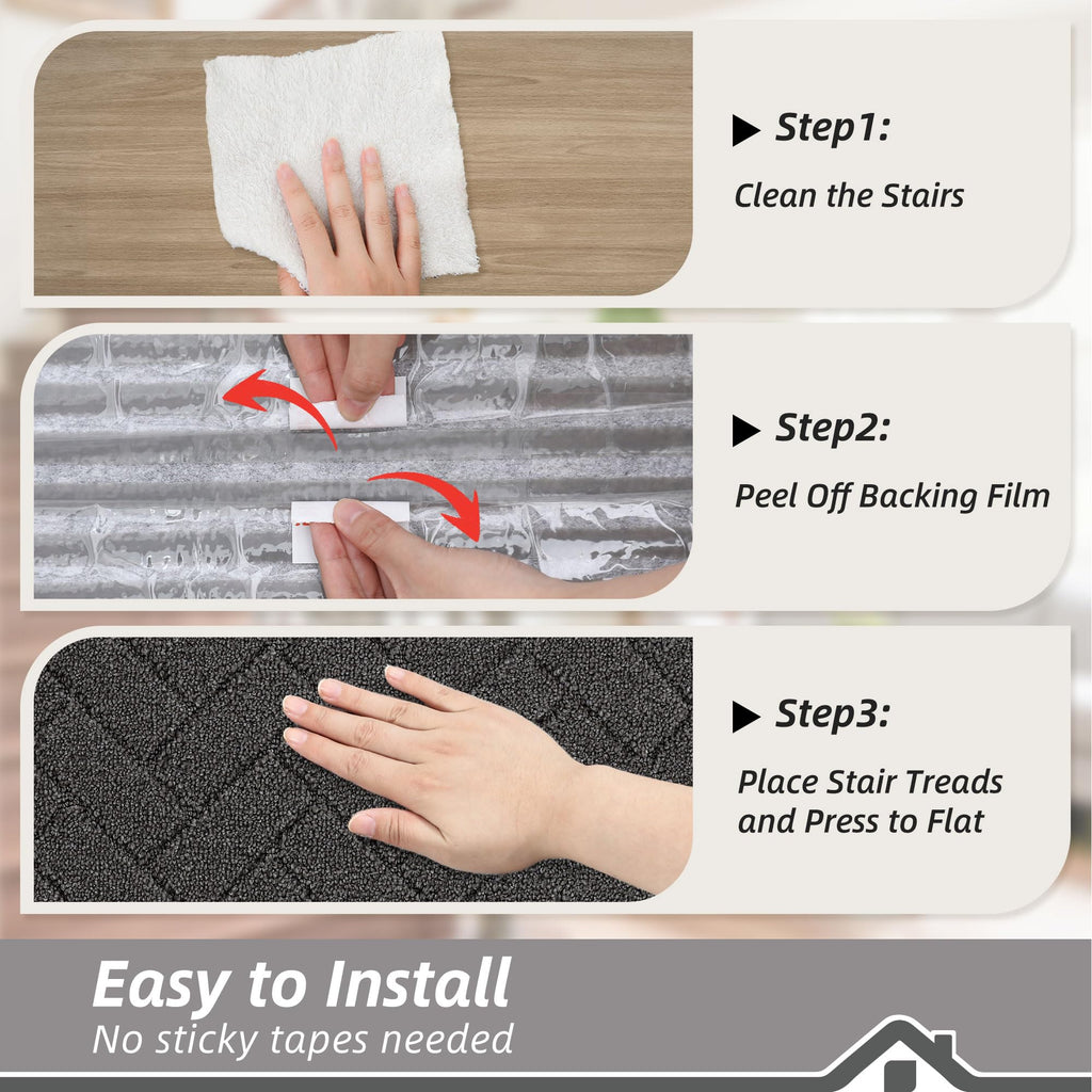 BEQHAUSE Stair Treads for Wooden Steps 28inX9in, Non Slip Carpet Stair Treads Indoor Stair Runners Machine Washable, Soft Stair Rugs Mat Surface Polyester TPE Backing, 4pcs, Beige