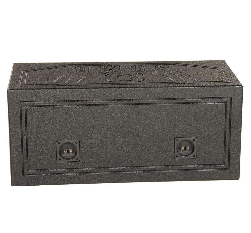 QPower 12 Inch Dual Subwoofer Box, High-Performance Vented Speaker Enclosure, Black - Car Audio and Sound System Accessories - Portable Equipment for Subwoofers