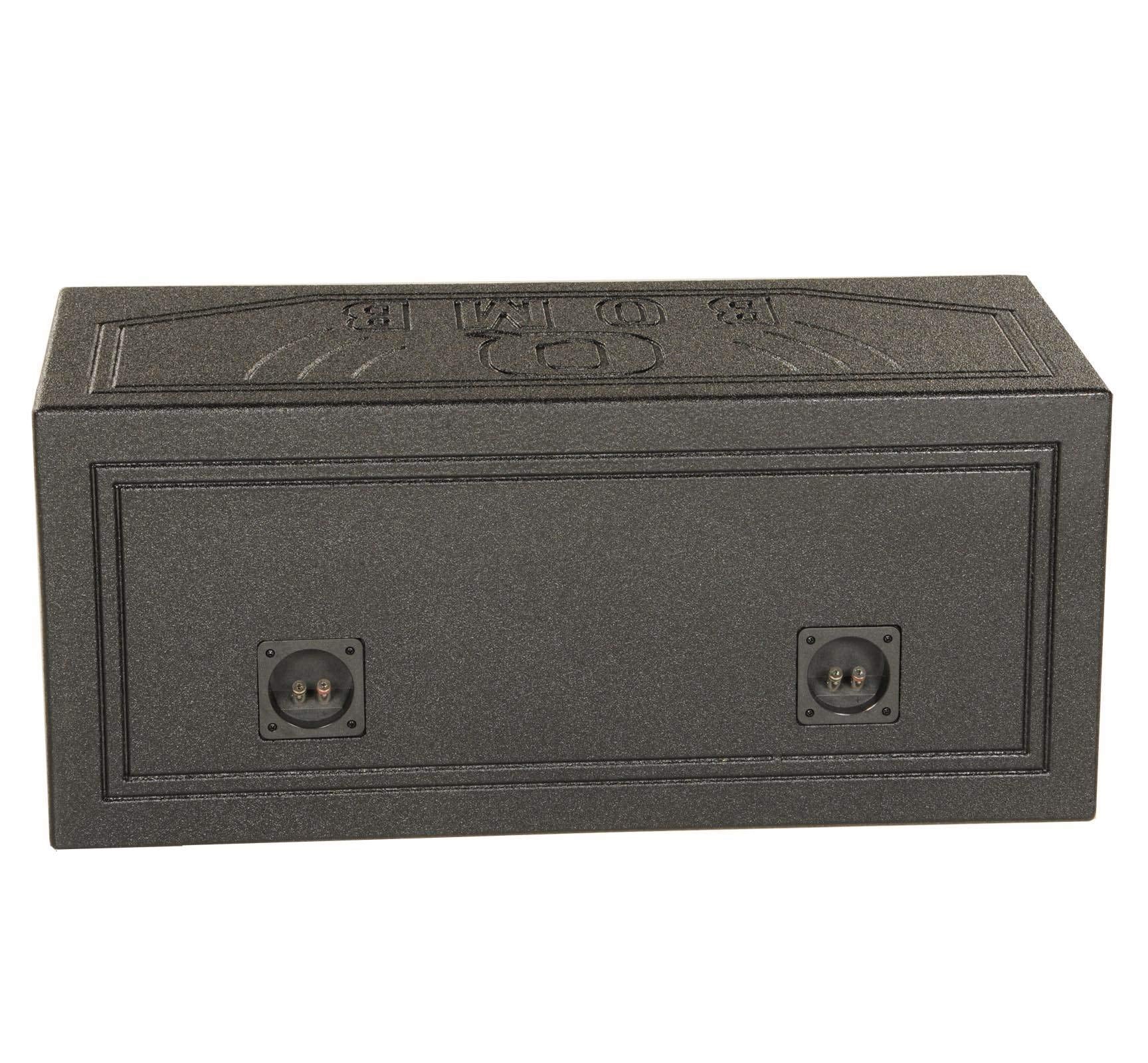 QPower 12 Inch Dual Subwoofer Box, High-Performance Vented Speaker Enclosure, Black - Car Audio and Sound System Accessories - Portable Equipment for Subwoofers