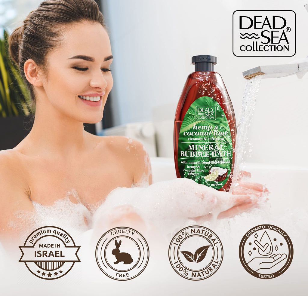 Dead Sea Collection Bubble Bath with Almond Vanilla for Women and Men - Sweet Almond Oil and Dead Sea Salt - Nourishing and Moisturizing Skin - Pack of 2 (67.6 fl.oz)