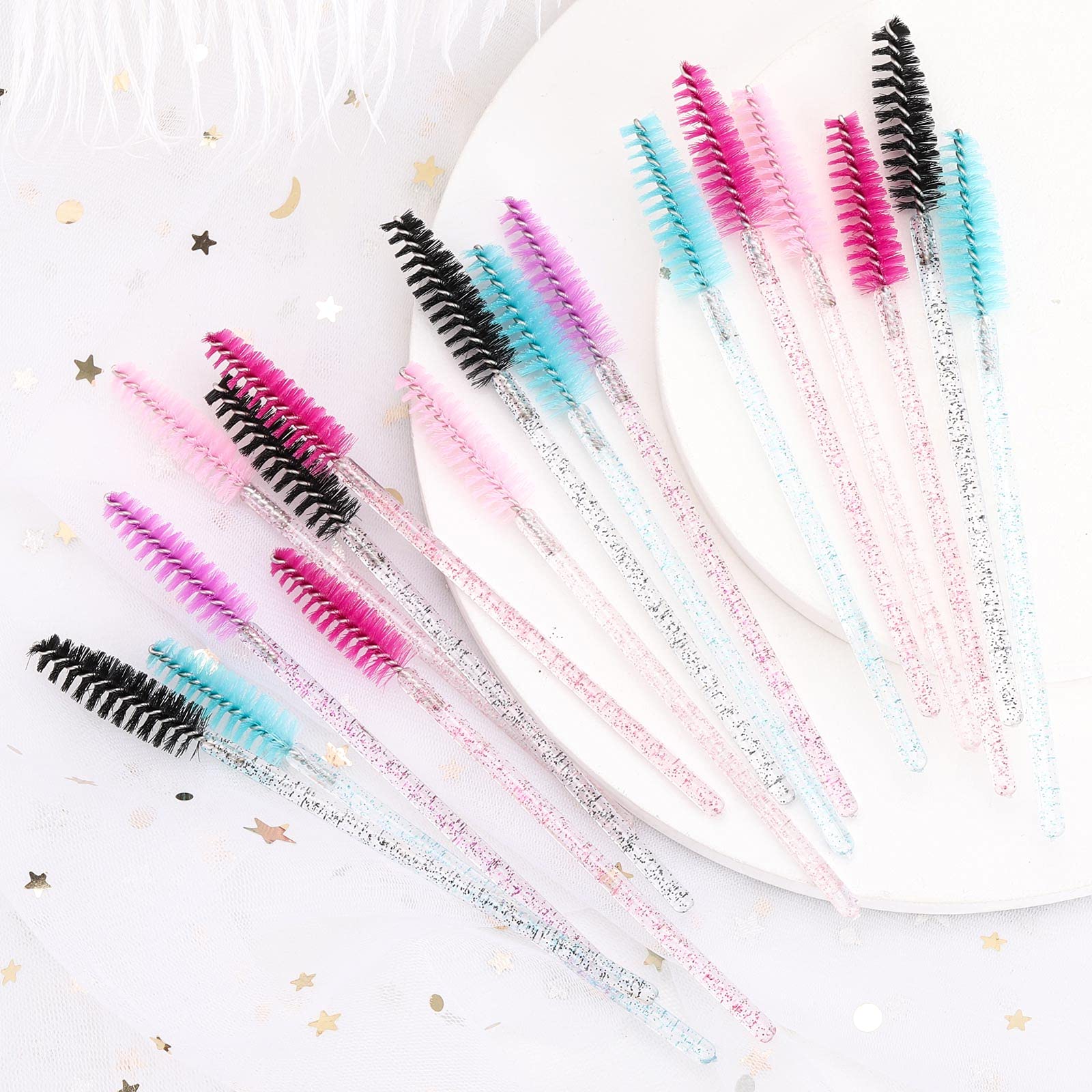 Tbestmax 500 Disposable Mascara Wands Eyelash Brush Spoolies for Eyebrow Eye Lash Extension, Makeup Brushes Applicators Kits - 5 Colors