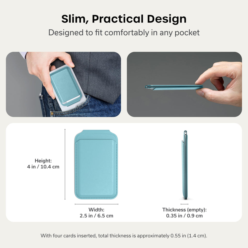 Satechi Magnetic Magsafe Wallet, Double Flap Stand Card Holder, 4 Slots with Front NFC Pass-Through, Adjustable Phone Attachment for iPhone 17/16/15/14/13/12, Travel Accessory