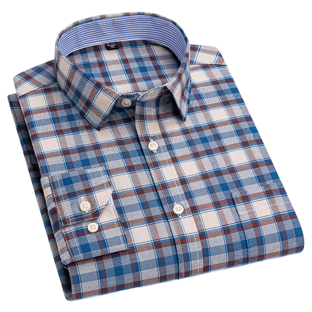Cromoncent Mens Cotton Oxford Shirt Long Sleeve Button Down Dress Shirts with Pocket
