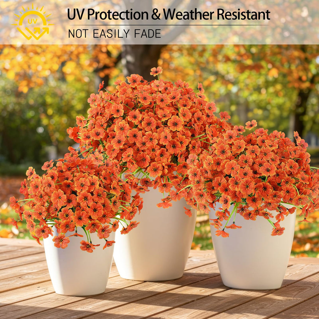 MACTING 12 Bundles Artificial Fall Lavender Flowers for Outdoors, UV Resistant Fake Outdoor Plants, Faux Autumn Greenery Shrubs for Planters Porch Patio Garden Yard Outside Thanksgiving Decorations