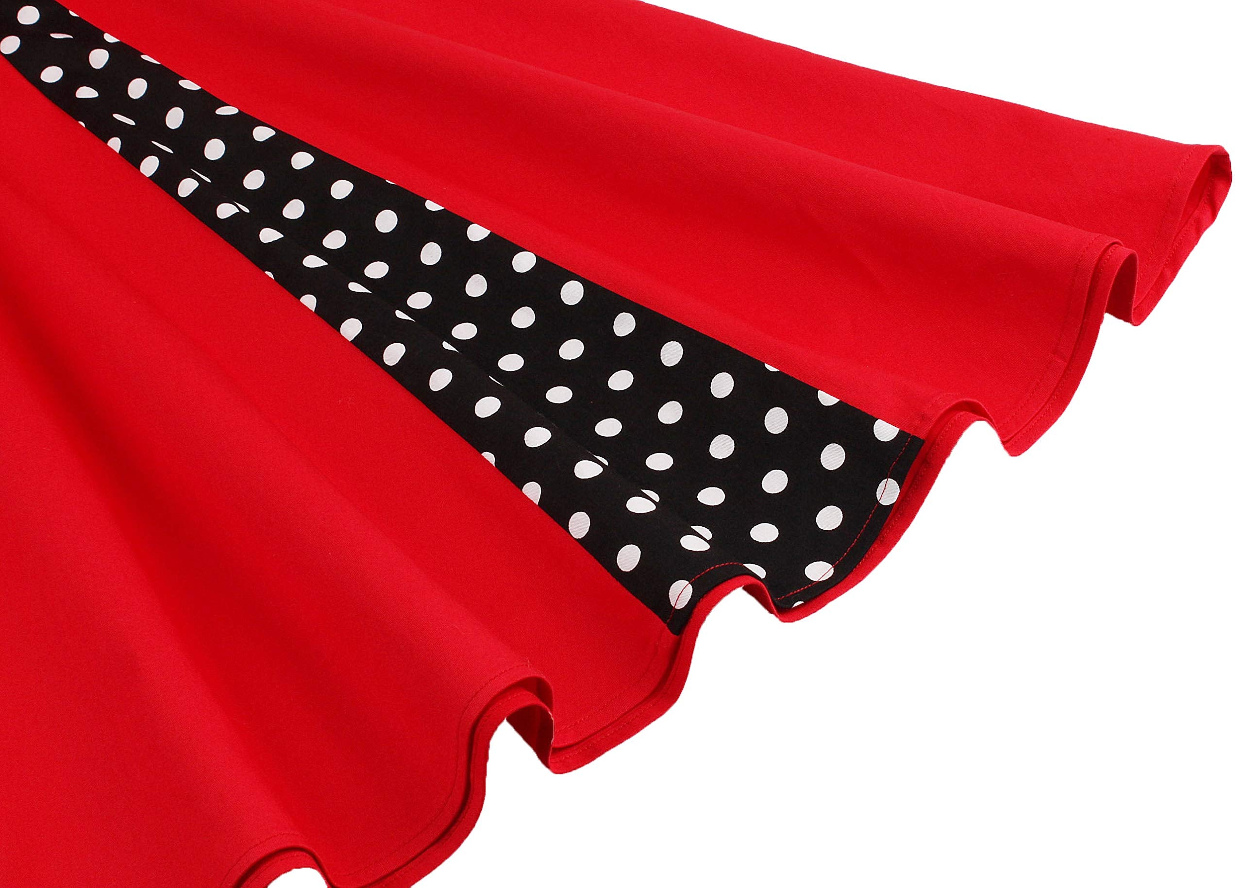 Nihsatin Vintage 1950s Retro Rockabilly Swing Dress Polka Dots Cocktail Dress with Belt