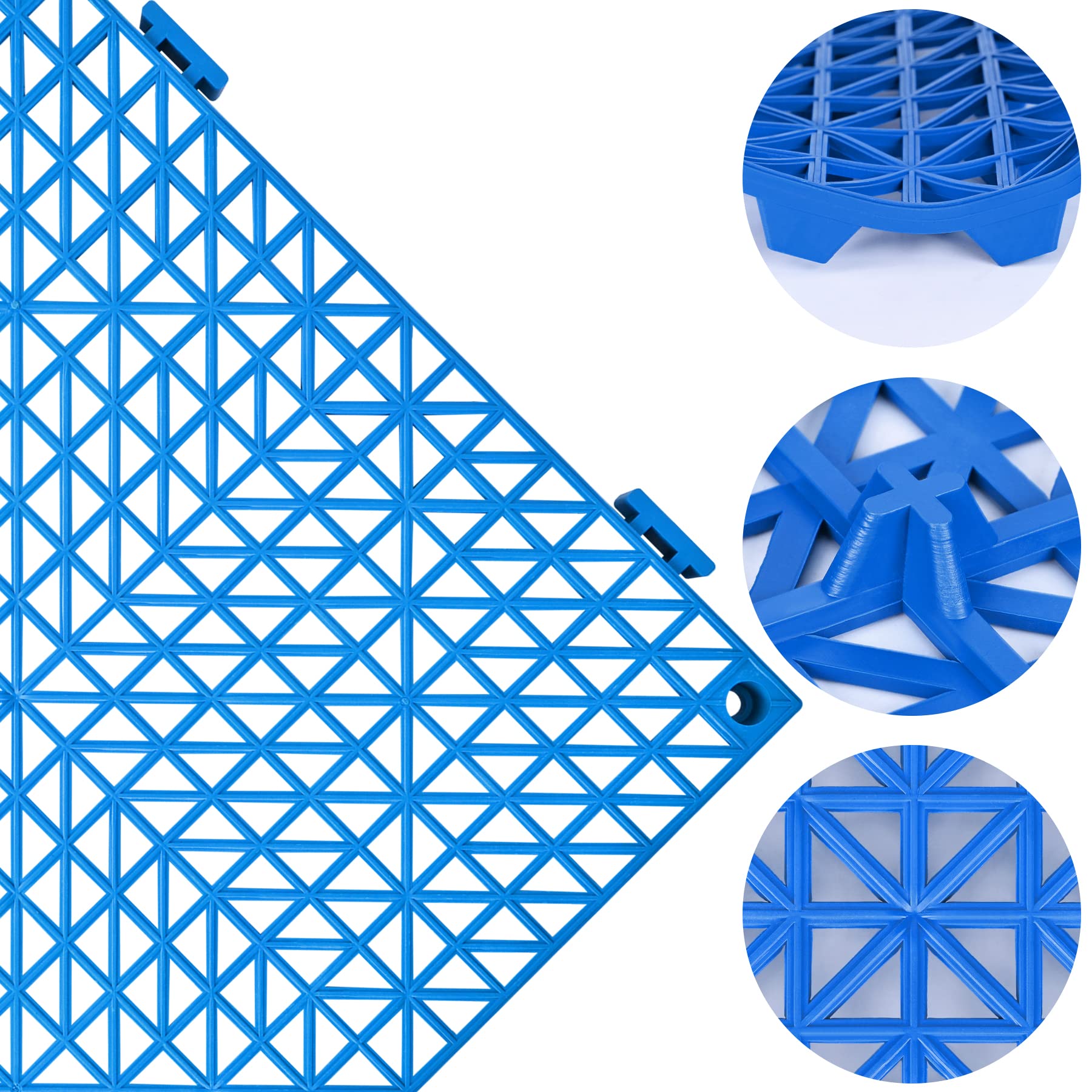 ToLanbbt Modular Interlocking Cushion 8P 11.8" x 11.8" Interlocking Rubber Floor Drain Holes Non-Slip Splicing Drainage Mats for Deck, Shower, Kitchen, Drain Pool, Sauna Bath, Indoor Outdoor (Black)