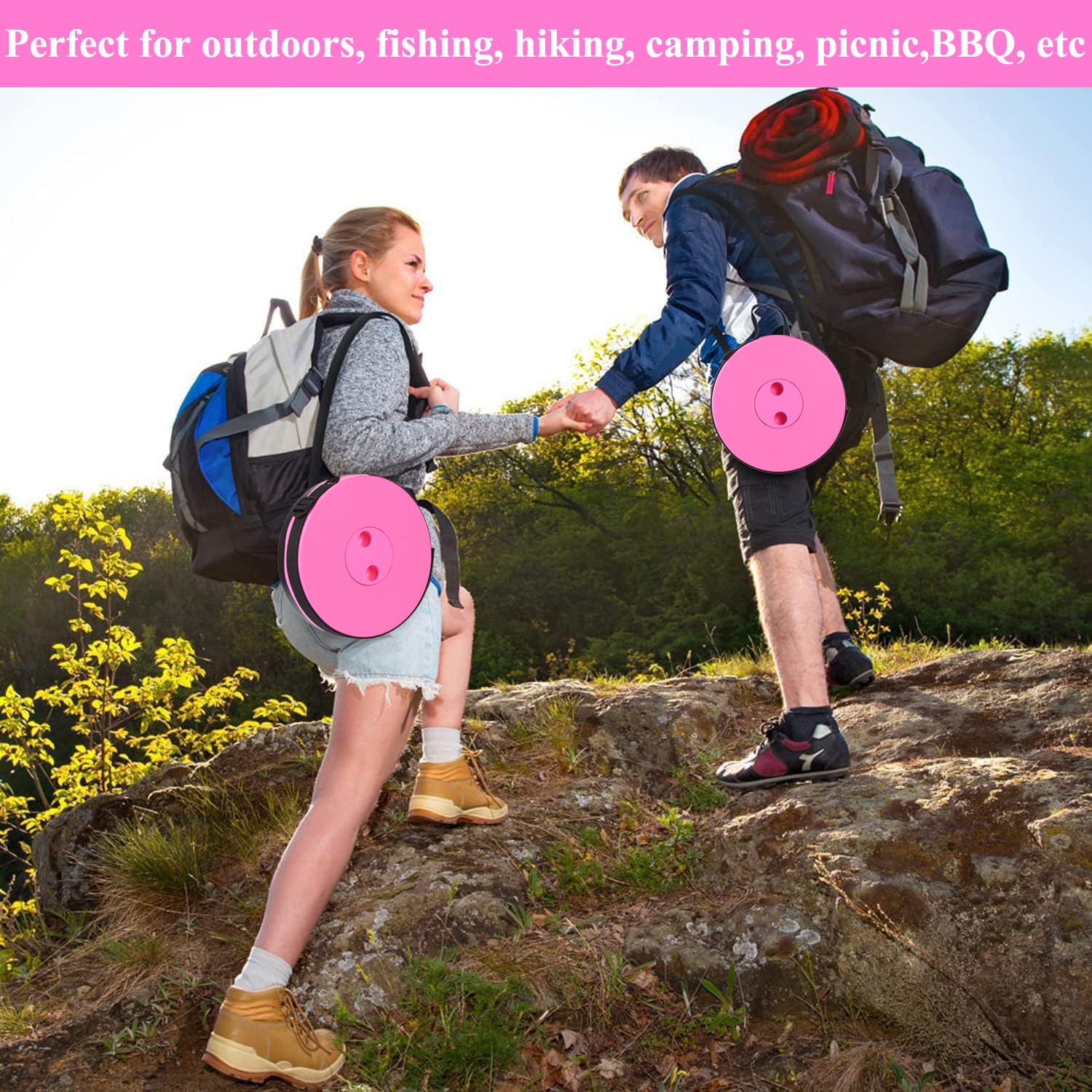 Fishboy Upgraded Collapsible Stool, 400lbs Max Weight, Lightweight But Sturdy, Portable Retractable Folding Telescoping Foldable Camping Stool for Adults Outdoor Fishing Hiking BBQ