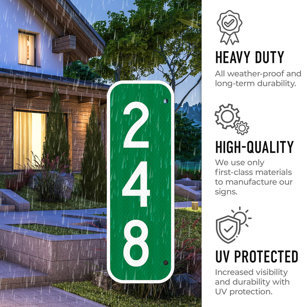 911 Address Number Sign, Custom Emergency Reflective Mailbox Sign, Visible Day & Night, Ideal for Driveway, Multi Unit Buildings and House, 6x12 Inches, 3M EGP Reflective .040 Aluminum, Fade Resistant,