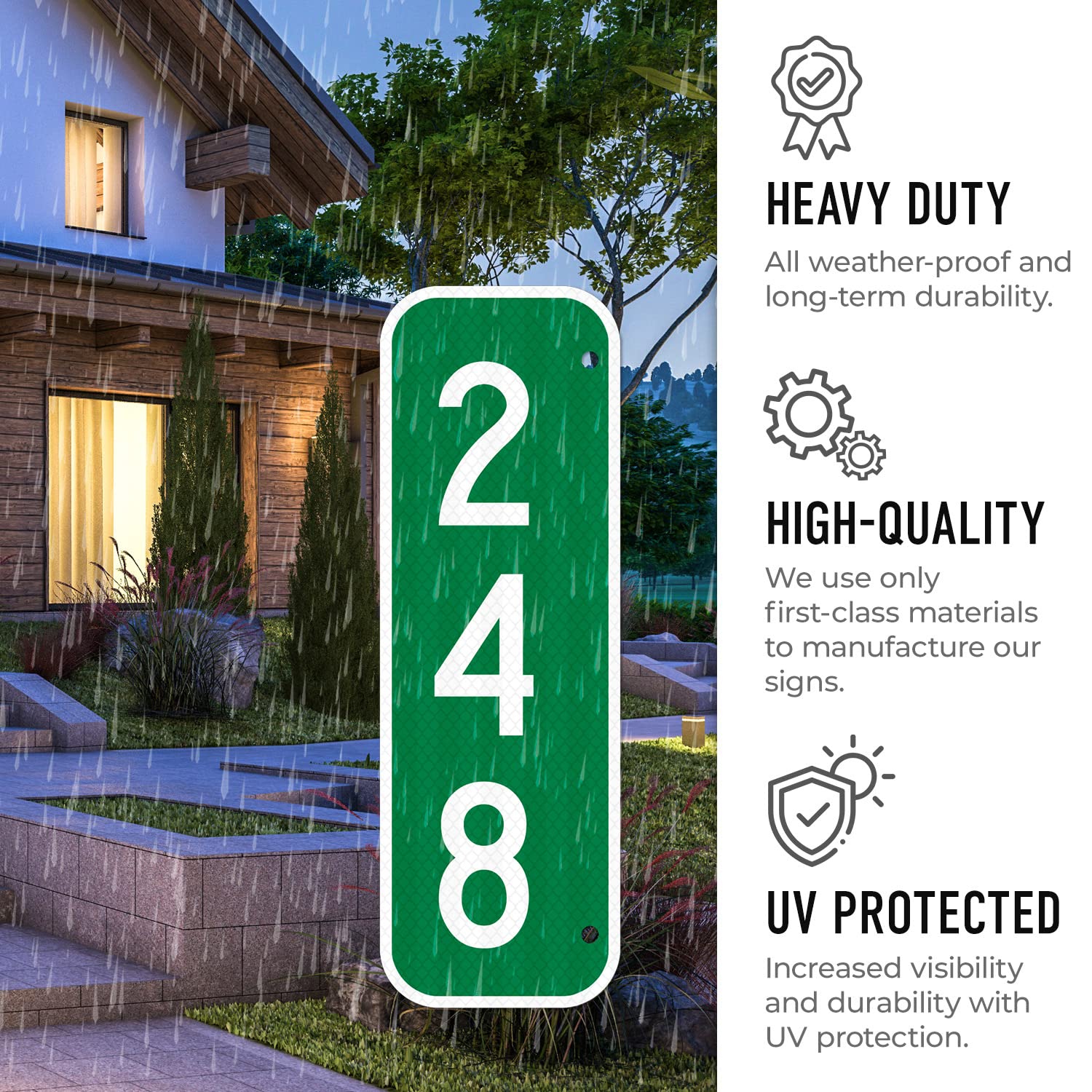 911 Address Number Sign, Custom Emergency Reflective Mailbox Sign, Visible Day & Night, Ideal for Driveway, Multi Unit Buildings and House, 6x12 Inches, 3M EGP Reflective .040 Aluminum, Fade Resistant,