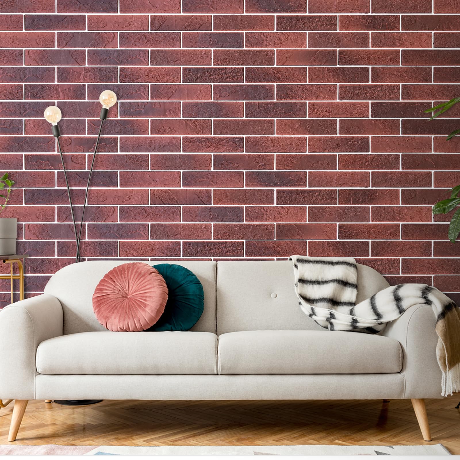 Old Town White Faux Brick Wall Tiles, 2 Pieces 3D Thin Brick Veneers