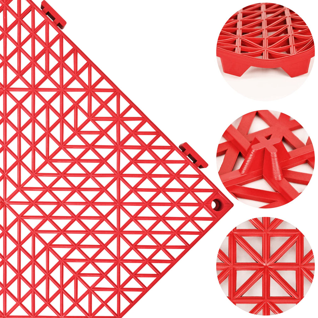 ToLanbbt Modular Interlocking Cushion 8P 11.8" x 11.8" Interlocking Rubber Floor Drain Holes Non-Slip Splicing Drainage Mats for Deck, Shower, Kitchen, Drain Pool, Sauna Bath, Indoor Outdoor (Black)