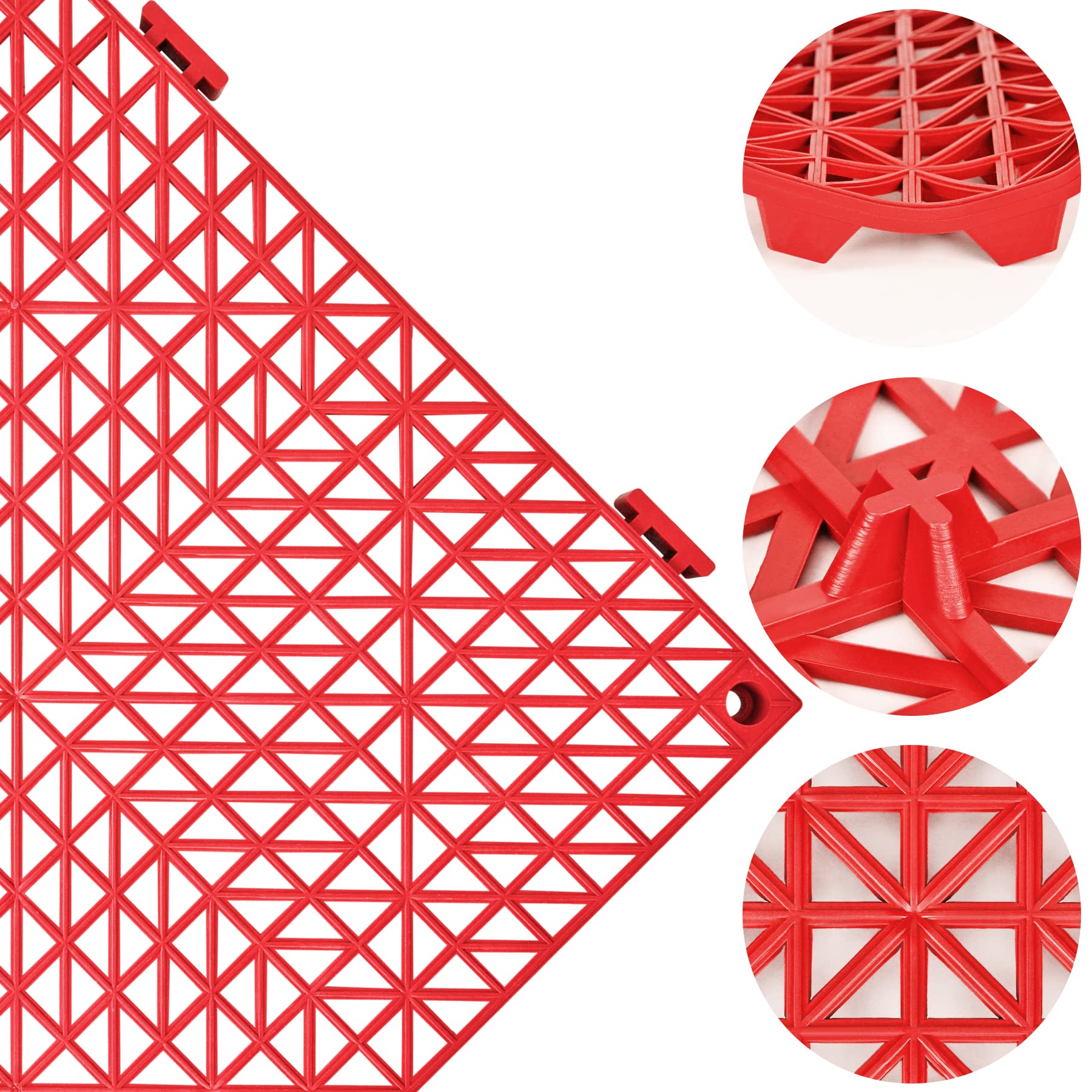 ToLanbbt Modular Interlocking Cushion 8P 11.8" x 11.8" Interlocking Rubber Floor Drain Holes Non-Slip Splicing Drainage Mats for Deck, Shower, Kitchen, Drain Pool, Sauna Bath, Indoor Outdoor (Black)