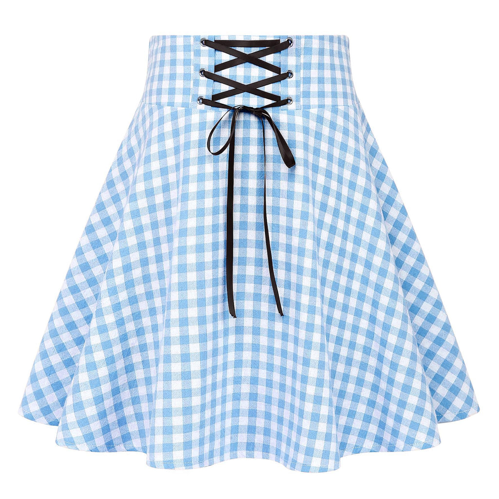 IDEALSANXUN Gothic Plaid Mini Skirts for Women Short High Waist Plaid Skirts
