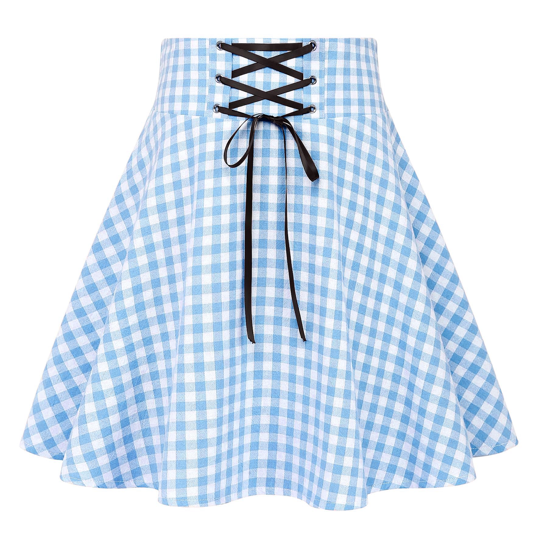 IDEALSANXUN Gothic Plaid Mini Skirts for Women Short High Waist Plaid Skirts