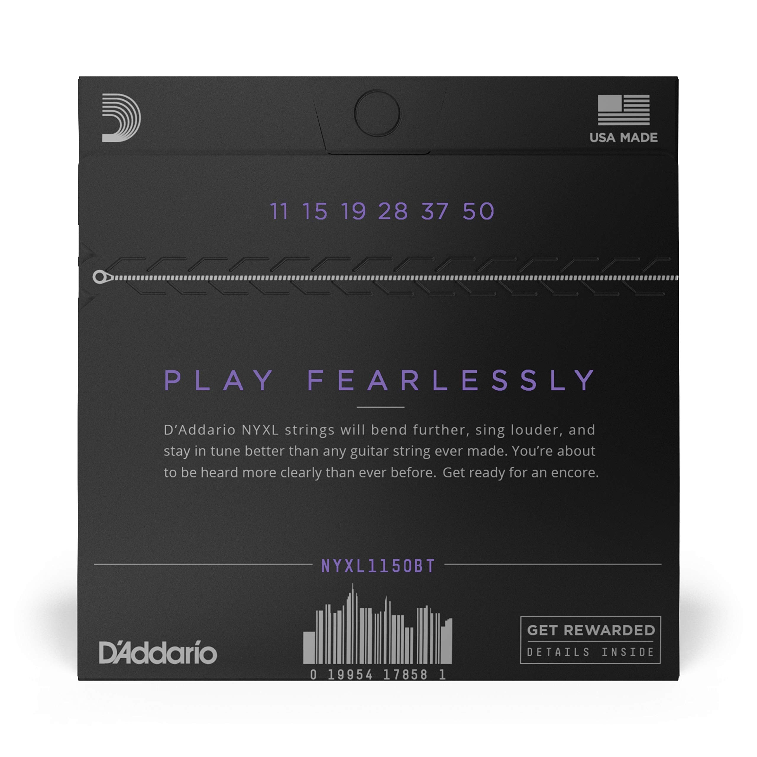 D'Addario Electric Guitar Strings, NYXL Nickel Plated, NYXL1149, Medium Gauge 11-49, 6-String Set, Pack of 1