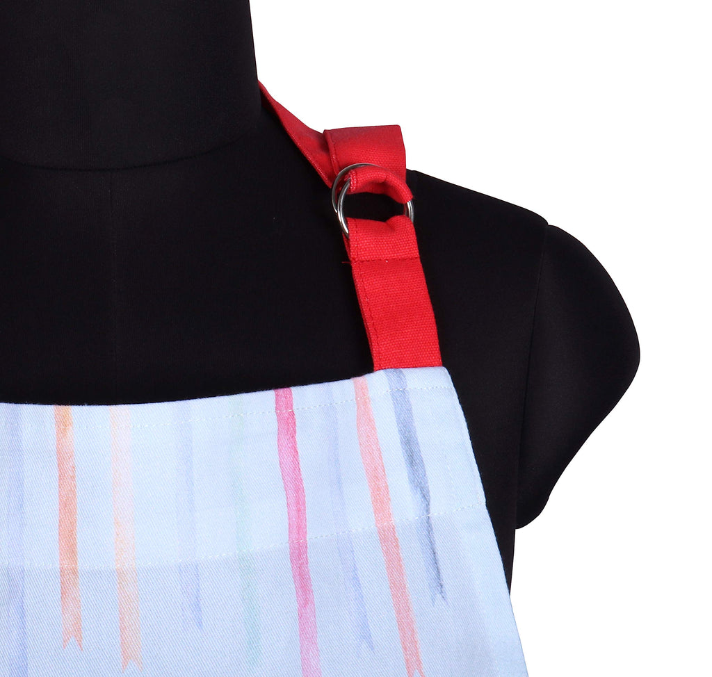 AMOUR INFINI Cotton Aprons for Women with Pocket, Adjustable Strap & Waist Ties - Washable Aprons for Baking, Cooking, Gardening (27.5 x 33 Inches - Blooming Floral)