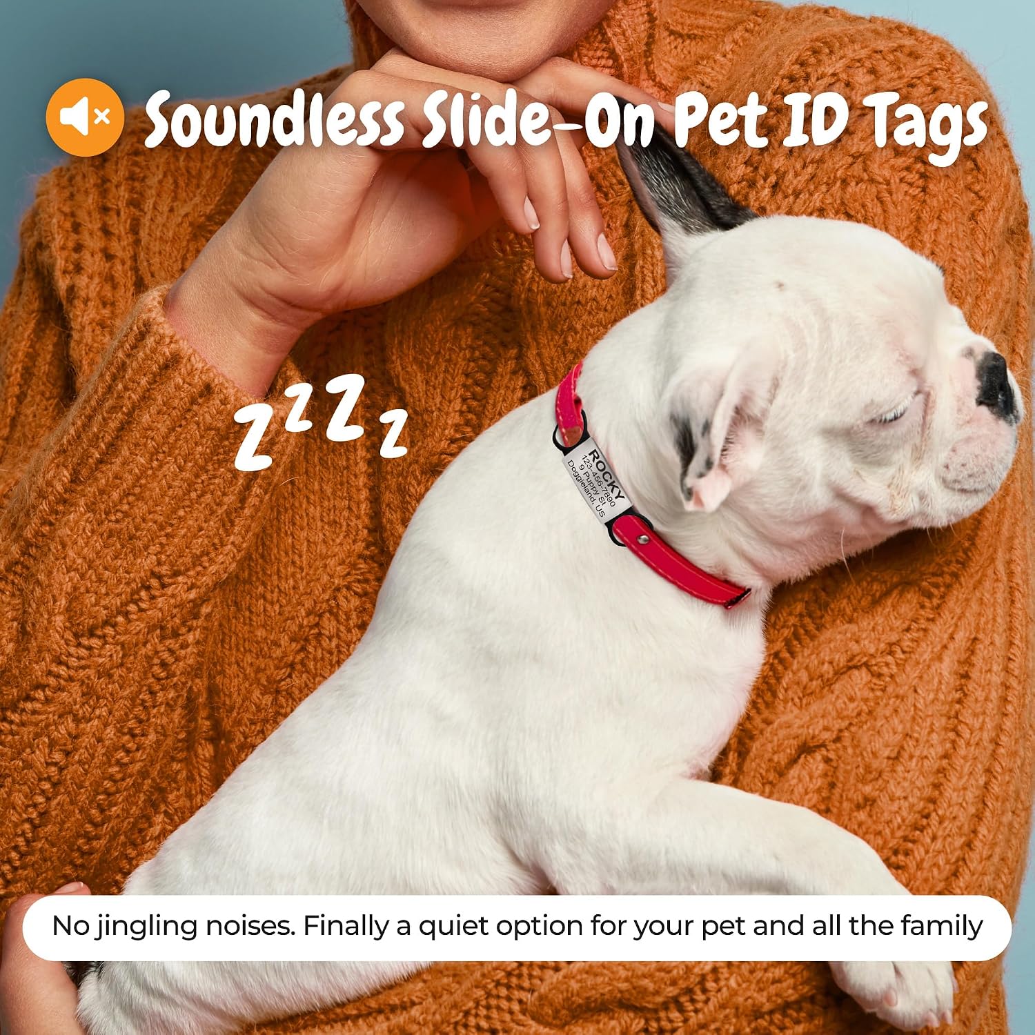 Slide On Pet Tag ID - Silent Custom Dog Tags - Name Tags Personalized - No Jingle Slide On Cat Tag ID - Engraved Collars