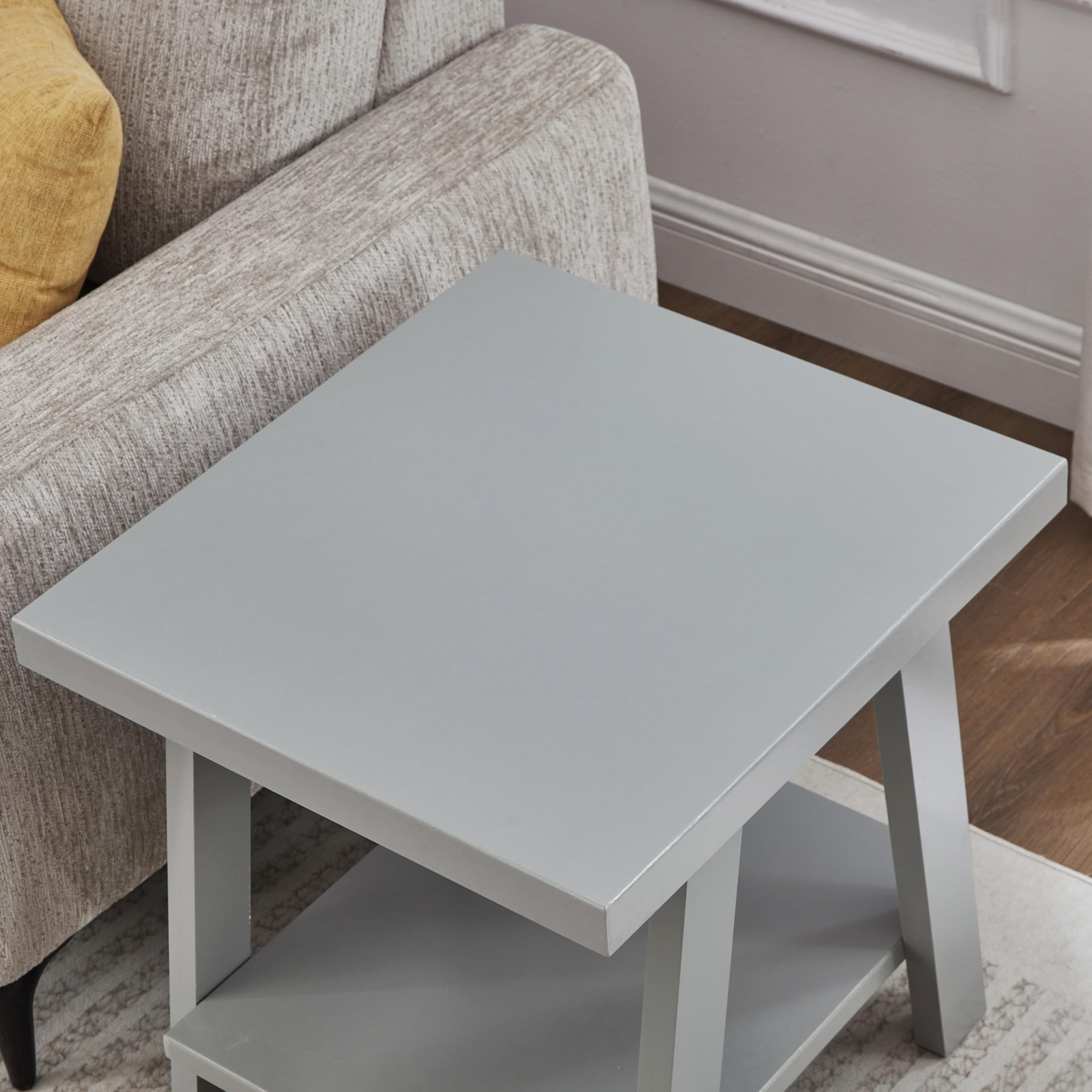 Roundhill Furniture Athens Contemporary Replicated Wood Shelf End Table in Black Finish