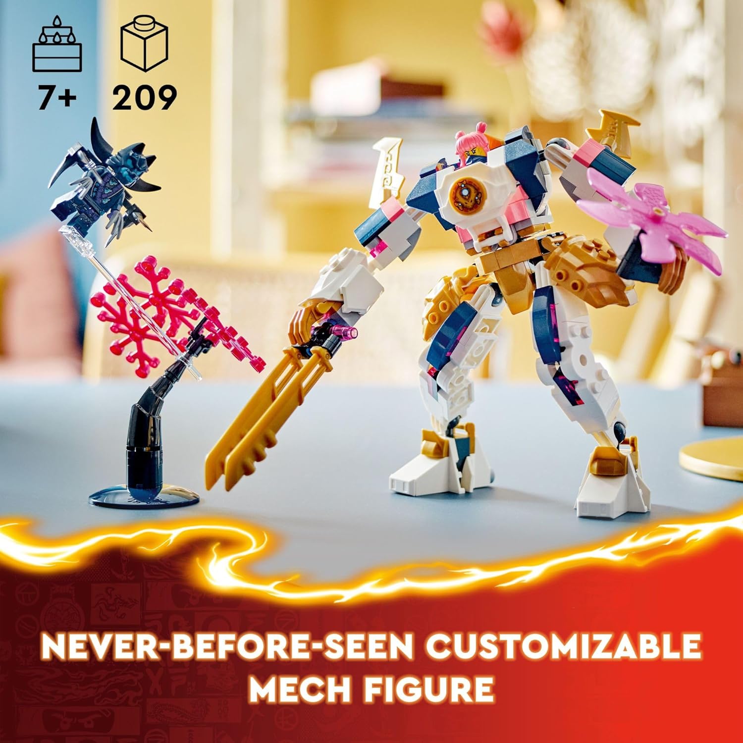 LEGO NINJAGO Sora’s Elemental Tech Mech Mini Ninja Toy, Customizable Figure, Adventure Toy Set for Kids with Sora Minifigure, Ninja Action Figure Gift for Boys and Girls Ages 7 and Up, 71807 | 71807, Customizable Figure, Sora Minifigure Included, Adventur