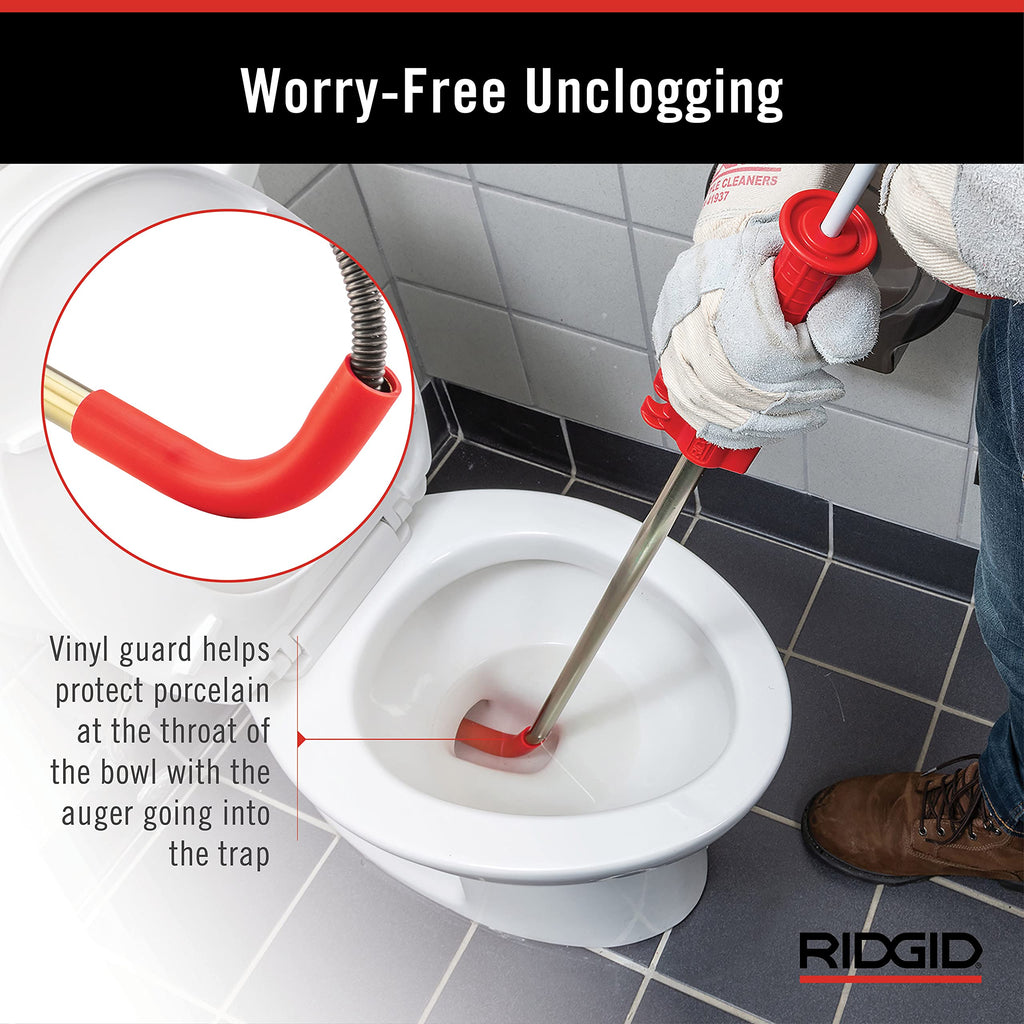 RIDGID 59787 Model K-3 Toilet Auger with Unclogging 3-Foot Snake and Bulb Head & Korky 96-4AM BeehiveMAX Toilet Plunger, Black