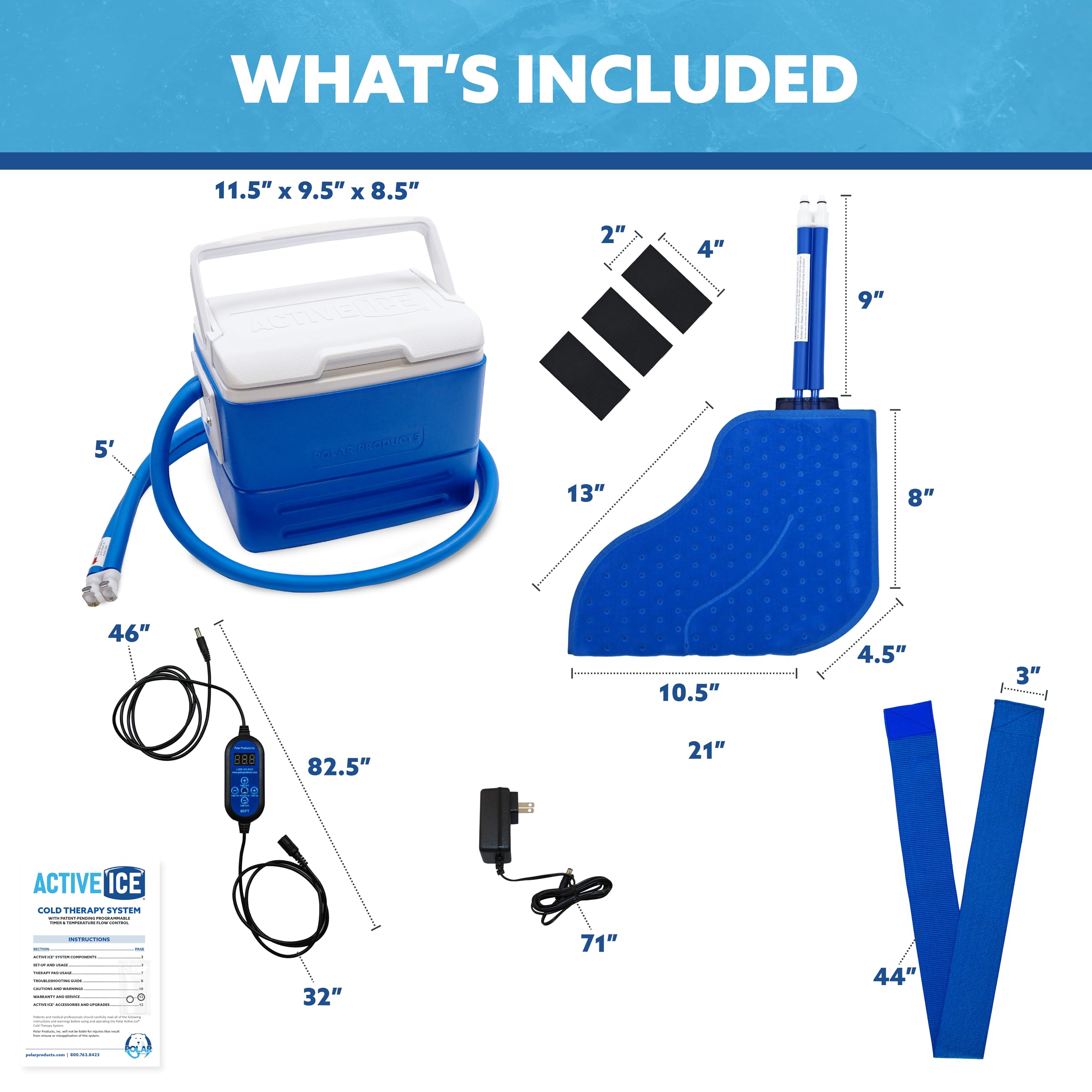 Polar Active Ice 3.0 Cold Therapy Ice Machine System with Programmable Timer, Back and Hip Compression Pad, Lightweight 9 Quart Cooler, Quiet Pump, Strong Cryotherapy Pain Relief Treatment