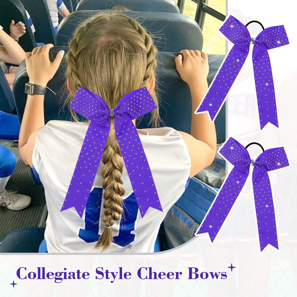 DEEKA 12 Count Collegiate Style Cheer Bows, Forest Green with Rhinestones, Handmade Bows for Girls Teens Cheerleader Sports