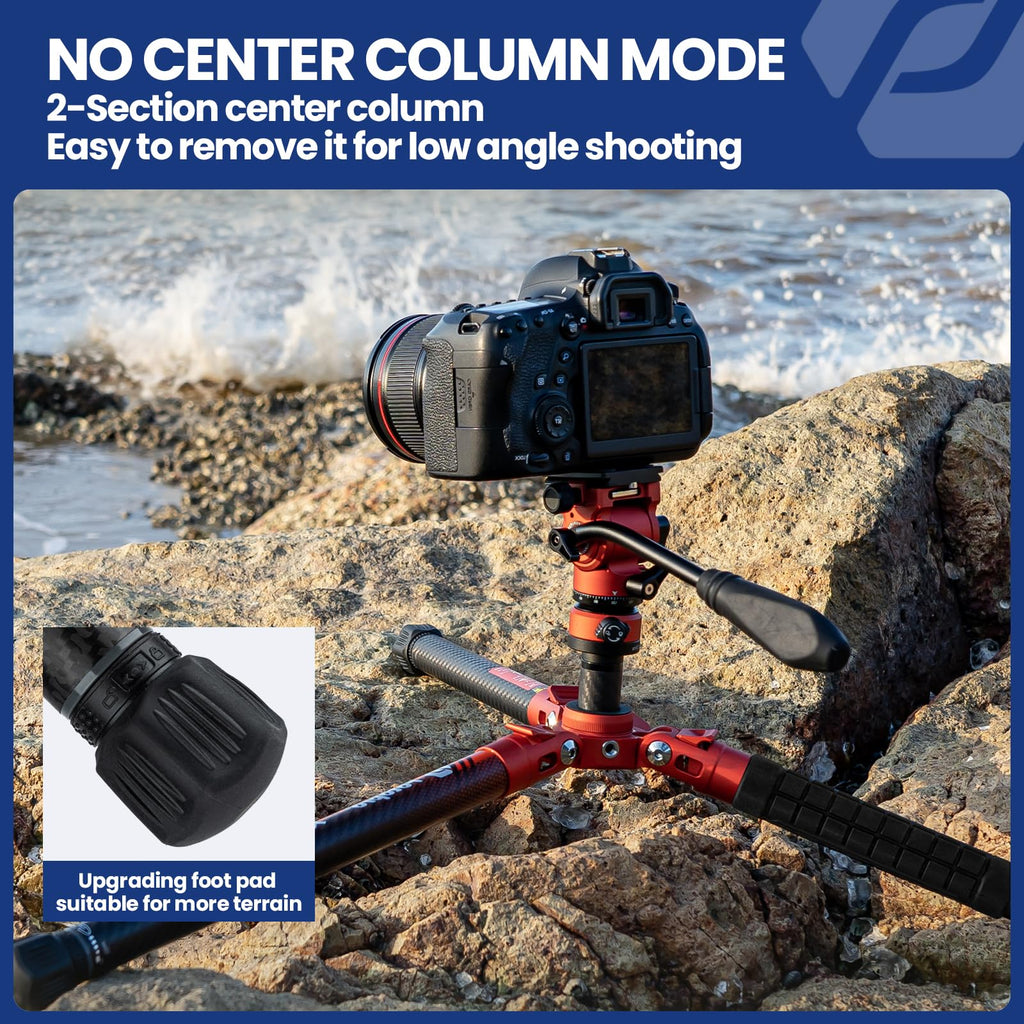 Fotopro 60" Camera Tripod, Carbon Fiber Travel Tripod with 360° Ball Head, Ultralight 2.1lbs, 22lbs Load, Quick Lock, Folds to 14.3" Carry-On, for DSLR Mirrorless Cameras, X-Aircross 3 Blue