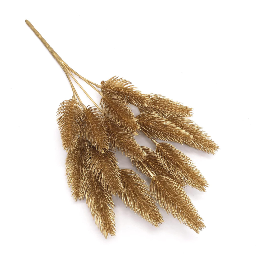 Christmas Decor Artificial Plants, PASYOU Gold Fake Antlers Plastic Grass Shrubs Leaves Indoor Outdoor Home Garden Party Hotel Verandah Wedding Event Faux DIY Decoration - 30 Inch Golden 2 Bunches