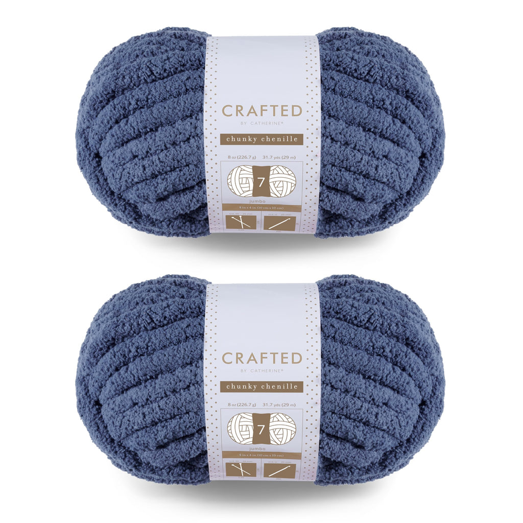 Crafted By Catherine Chunky Chenille Yarn - 2 Pack (8 oz / 227 g, 31.7 Yards Each Skein), Beige, Gauge 7 Jumbo