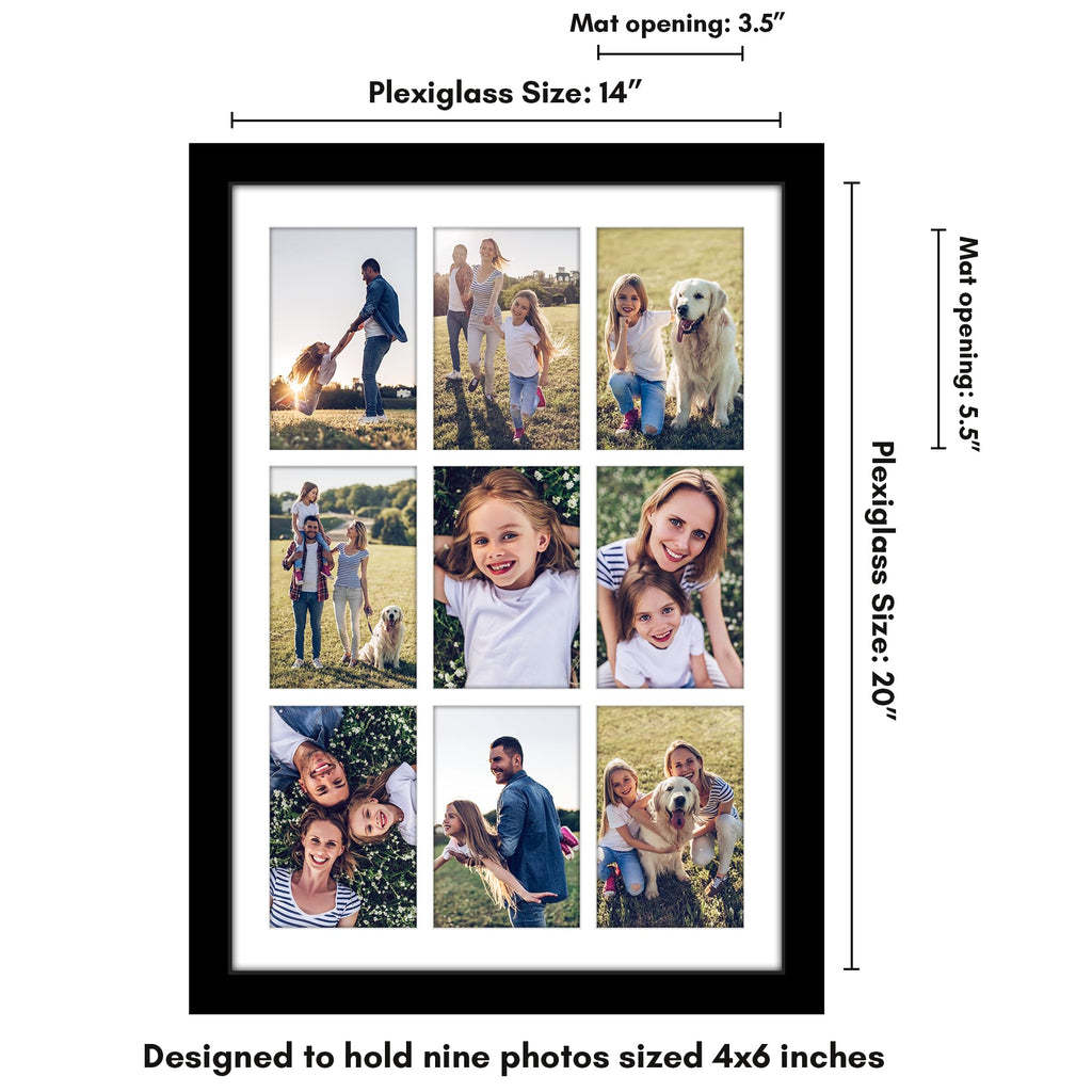 Americanflat 4x6 Double Picture Frame with Shatter-Resistant Glass - Fits Two 4x6 Photos or use as One 6x14 Frame - Signature Collection - Collage Frames for Tabletop and Wall Display - Black