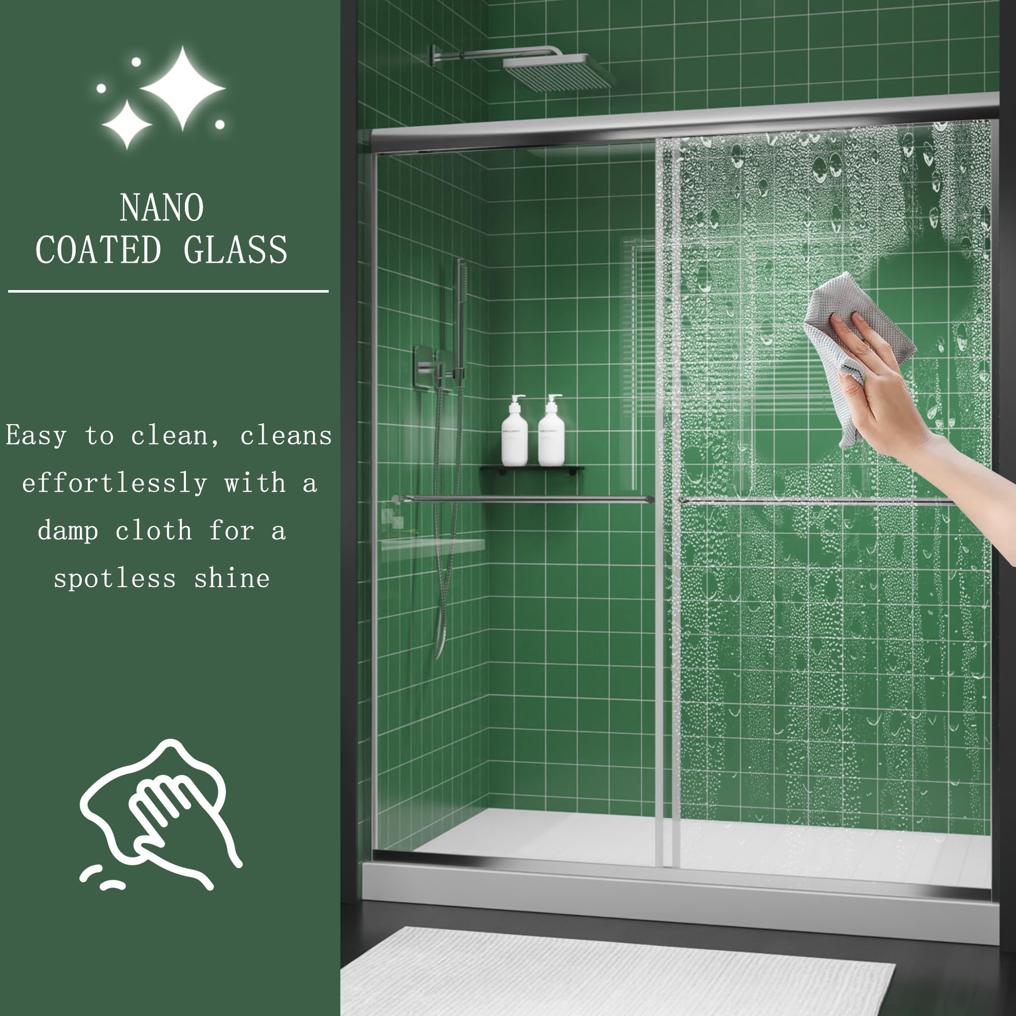 38–42 Inch W x 71 Inch H Semi-Frameless Pivot Shower Door, Swing Glass Shower Door with 1/4" (6mm) Clear SGCC Tempered Glass, Matte Black Finish, Reversible Installation for Bathroom