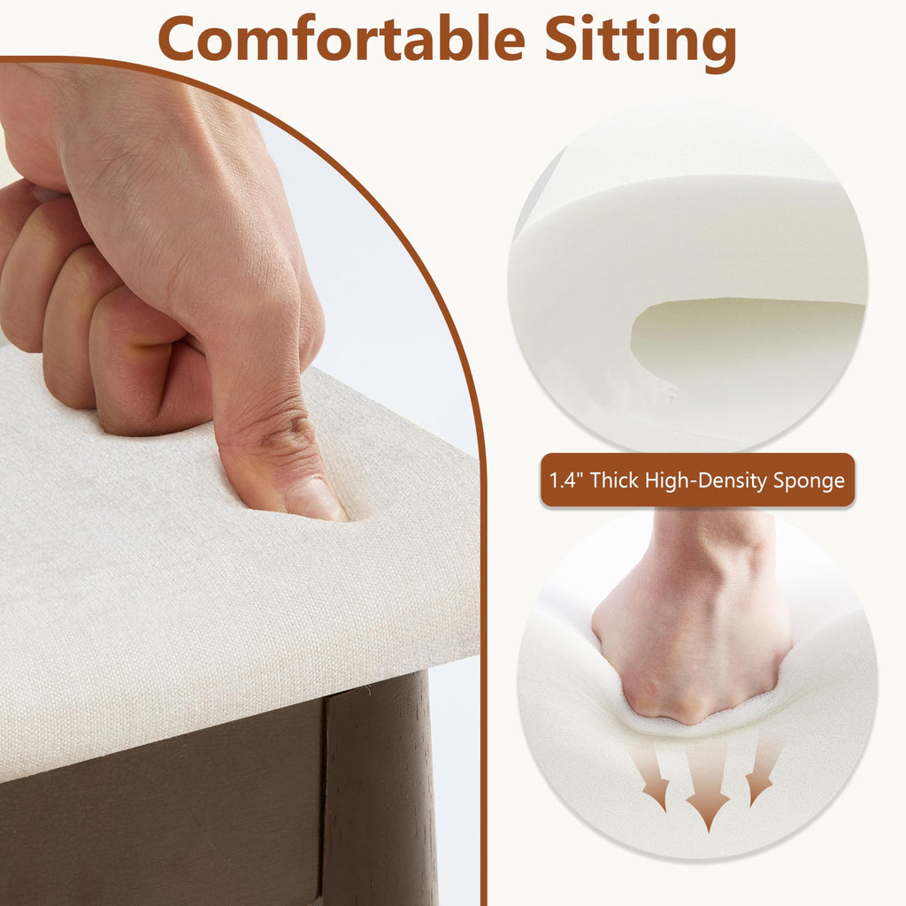 Royal Windsor Vanity Stool with Saddle Cushion, 18 Inch Makeup Vanity Chair for Living Room, Modern Foot Stool Ottoman Piano Bench,Small Upholstered Bench for Bedroom, Beige